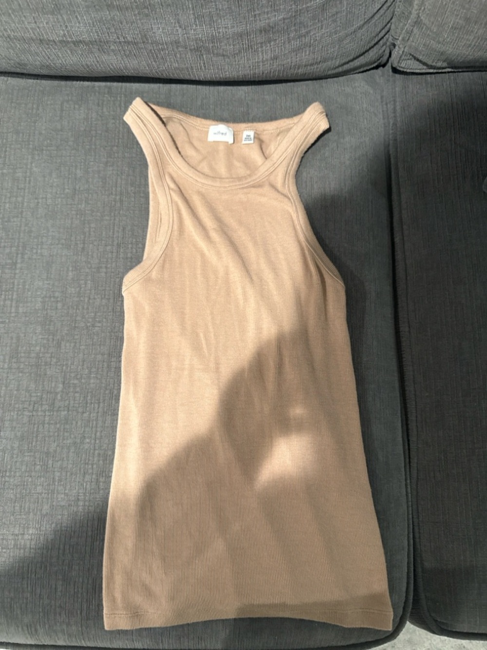 Wilfred Aritzia Ribbed Tank Top Beige Nude Fitted Size 2XS